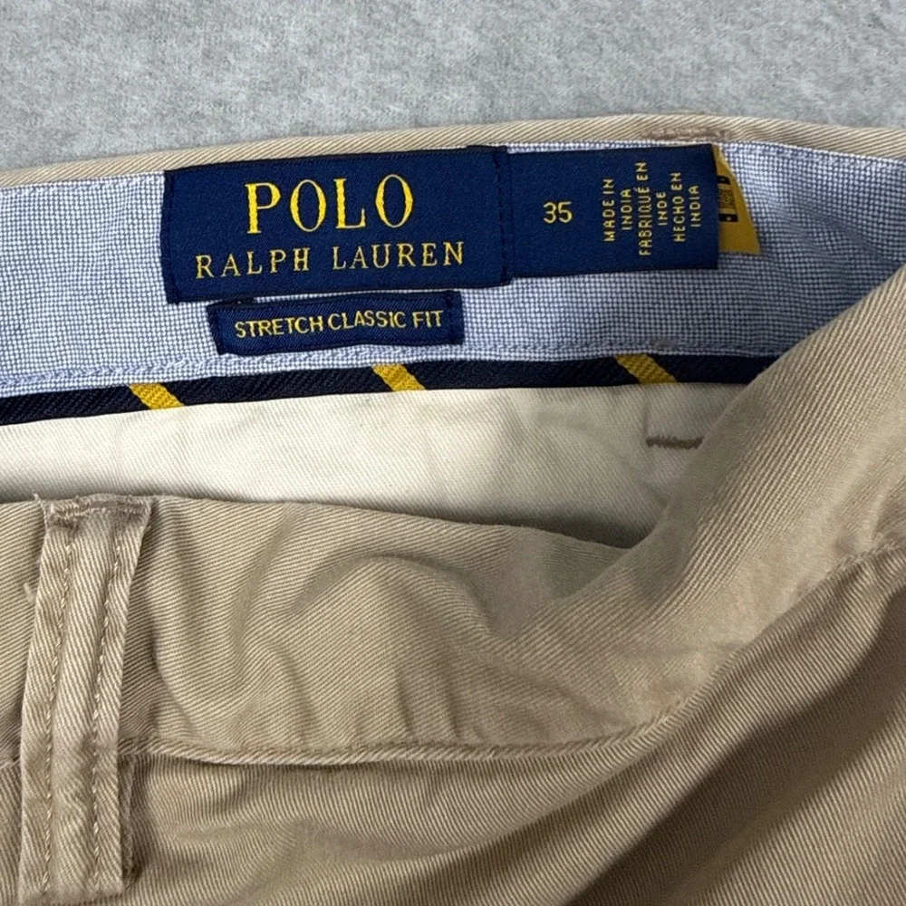 Polo Ralph Lauren Chino Shorts Mens 35 Tan Stretch Classic Fit Flat Front Khaki
